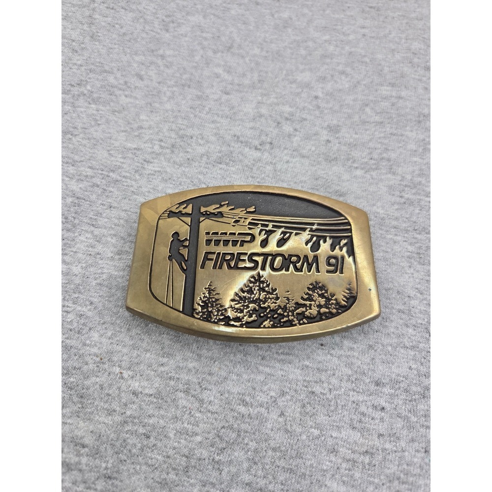 Handmade AnaCortes 1991 Firestorm Washington Wildfire Commemorative Belt Buckle